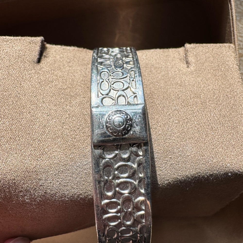 Coach Silver Textured Bangle - Picture 2 of 8